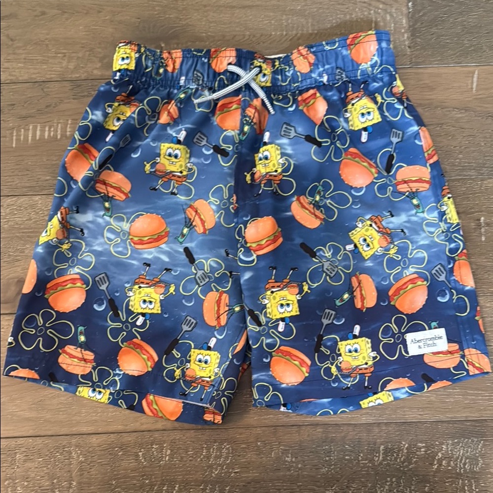 Abercrombie & Fitch Blue and Orange Patterned Swim Shorts